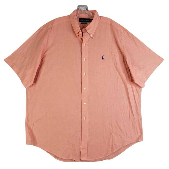 Polo Ralph Lauren Oxford Shirt Men's Size XL Orange Short Sleeve Button Down - Picture 2 of 8